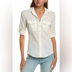 James Perse Contrast Panel Button-Up Utility Shirt Size 4 US Size XL